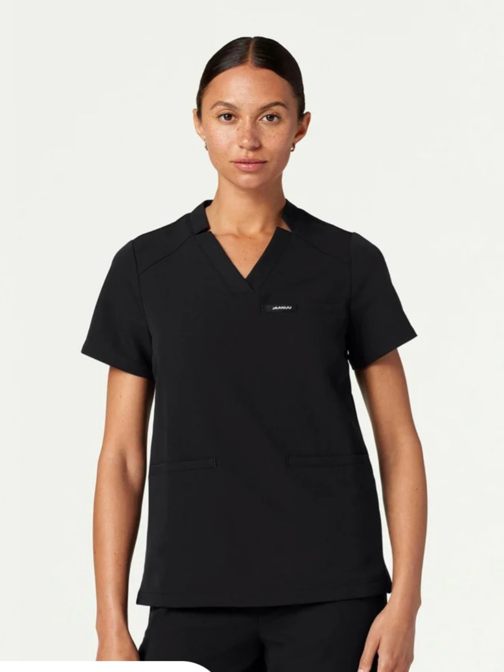 Jaanuu NWT Helia Notched V-Neck Scrub Black Top Size 1XL